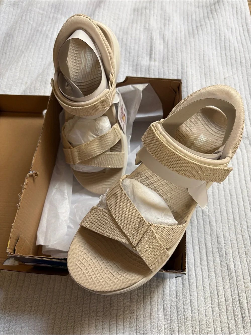 Skechers Women's Beige Adjustable Strap Sandals